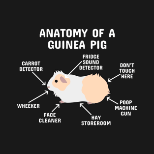 Anatomy of a Guinea Pig: Yellow and White Abyssinian (White Text) T-Shirt