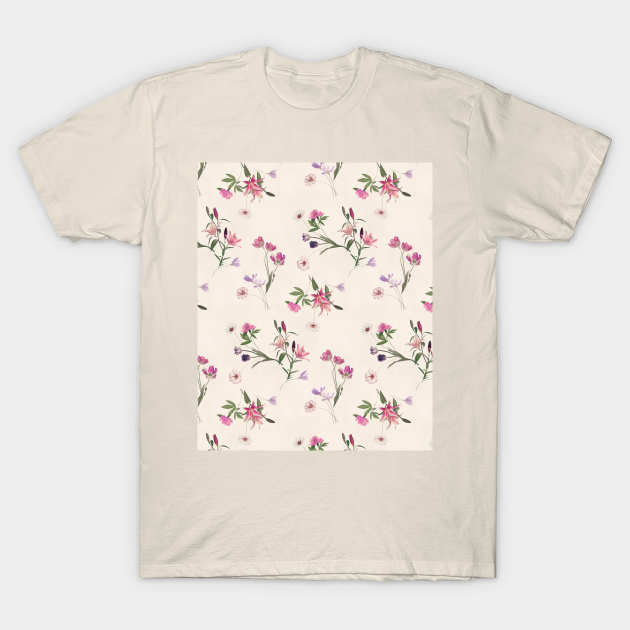 Scattered Floral on Cream - Floral - T-Shirt