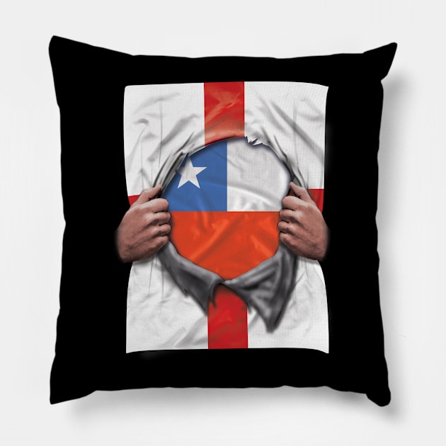 Chile Flag English Flag Ripped - Gift for Chilean From Chile Pillow by Country Flags