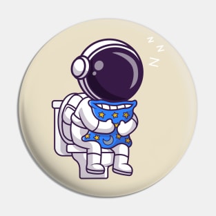 Cute Astronaut Sleeping On Toilet With Pillow Cartoon Pin