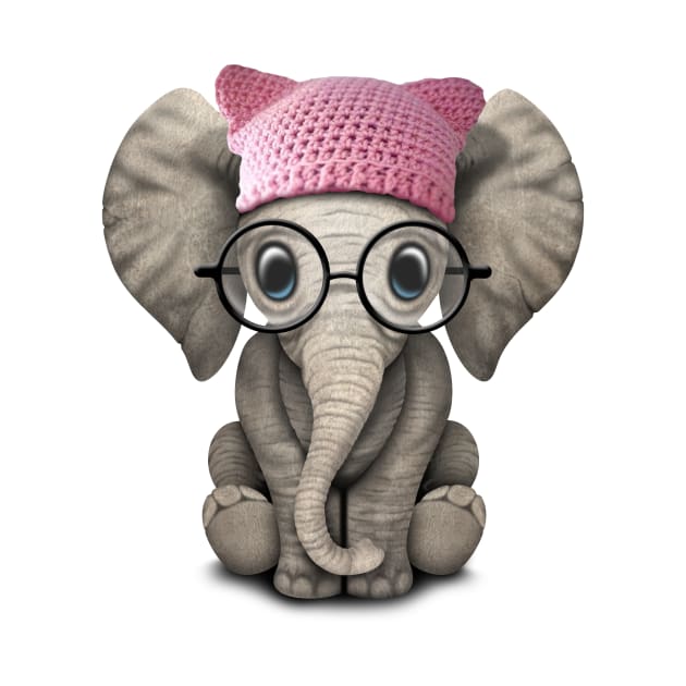 Cute Baby Elephant Wearing Pussy Hat by jeffbartels