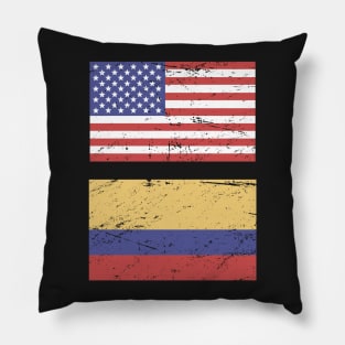 United States Flag & Colombia Flag Pillow