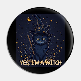 Halloween Witch Cat Pin