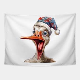 Funny Christmas Goose Face Tapestry