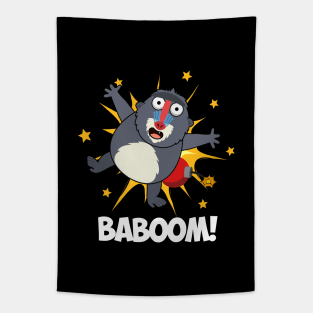 Baboom Funny Exploding Monkey Baboon Pun Tapestry