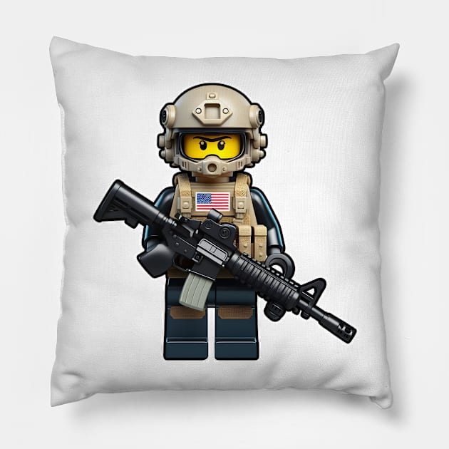 Tactical LEGO Pillow by Rawlifegraphic