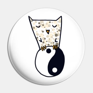 Yin and yang sign with owl Pin