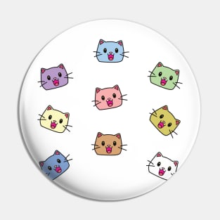 Cute Cat Face Sticker Pack 4 Pin