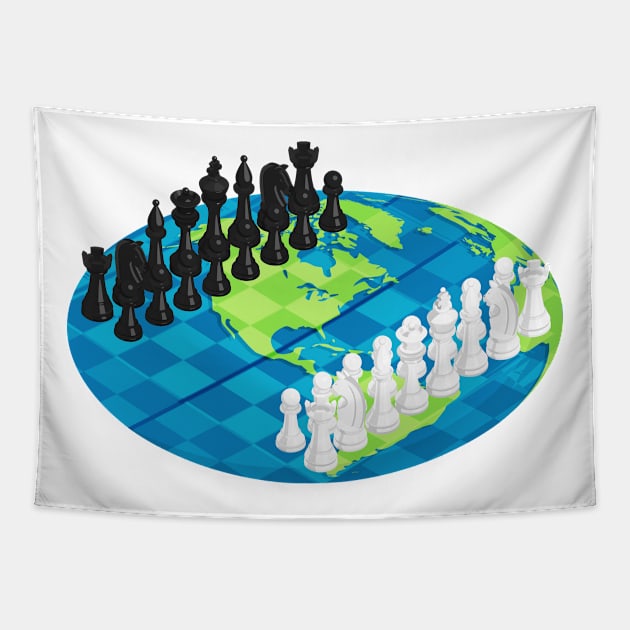 flat earth chess Tapestry by iniandre