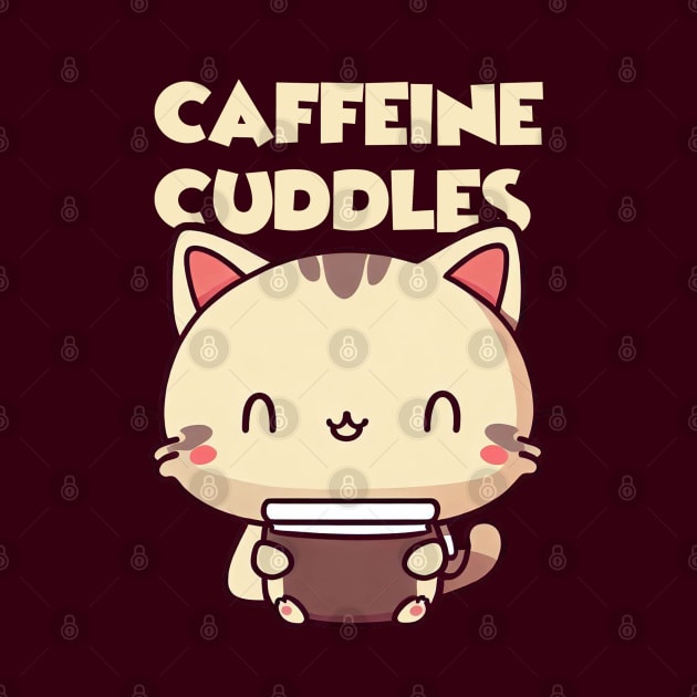 Caffeine & Cuddles - Cat Drinking Coffee by Patternora