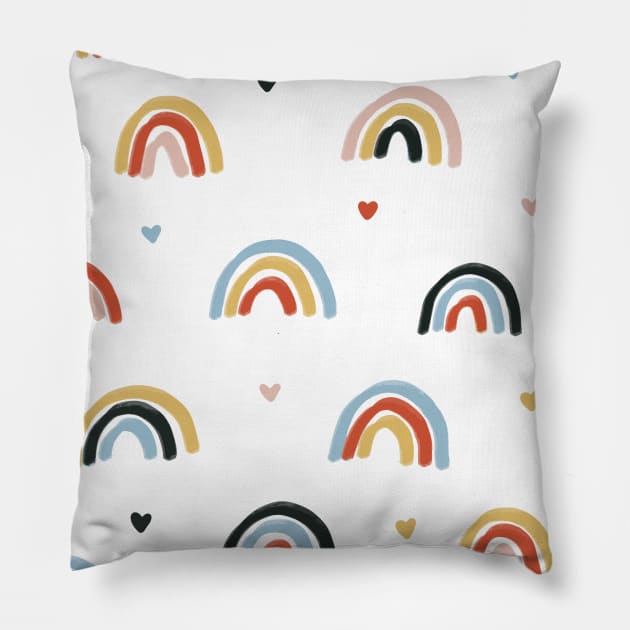 Happy colorful rainbow Pillow by bigmomentsdesign