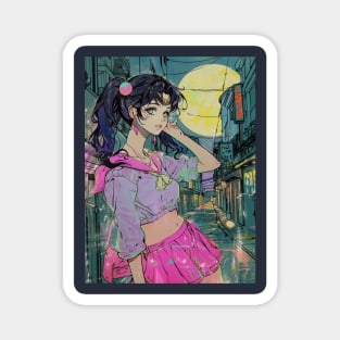 Retro Anime Vintage Art City Magnet