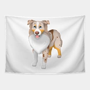 Red Merle Miniature American Shepherd Dog Blue Eyes Tapestry