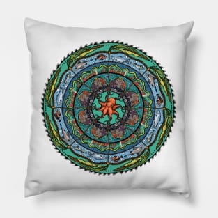 Sea Mandala -dark blue Pillow