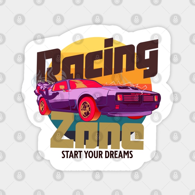 Racing Zone futuristic motors cyber sunset Magnet by SpaceWiz95