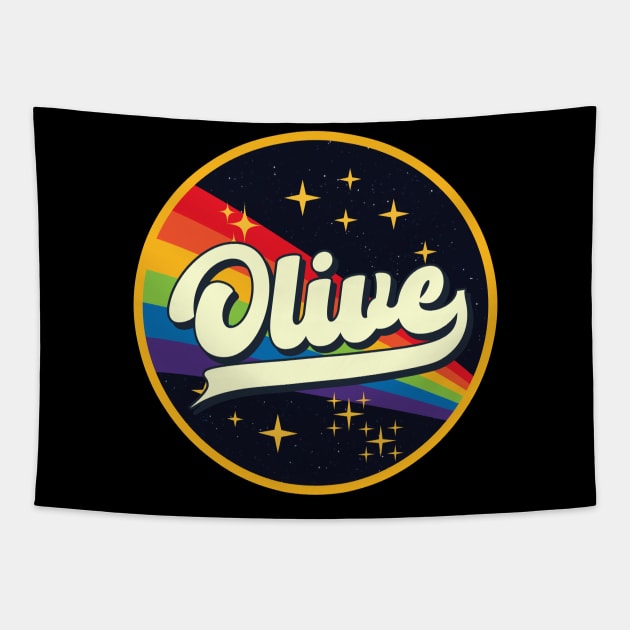Olive // Rainbow In Space Vintage Style Tapestry by LMW Art