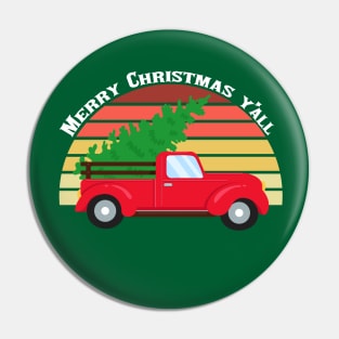 Merry Christmas Y'all Red Truck Pin