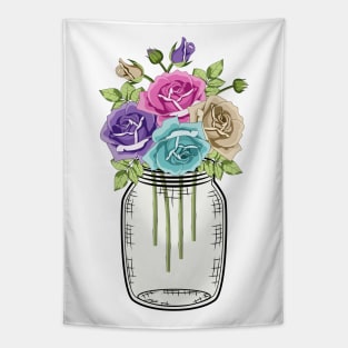 Roses In Mason Jar Tapestry