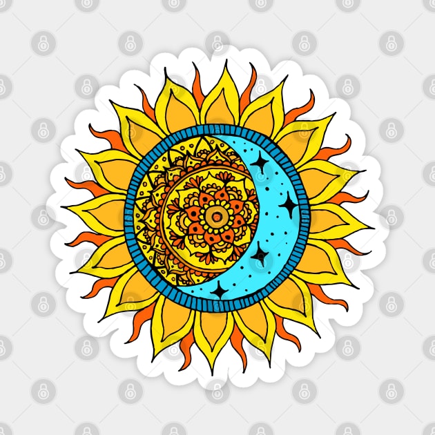 Sun and Moon Mandala Magnet by julieerindesigns