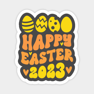 Happy Easter 2023 Eggs Yellow Magnet