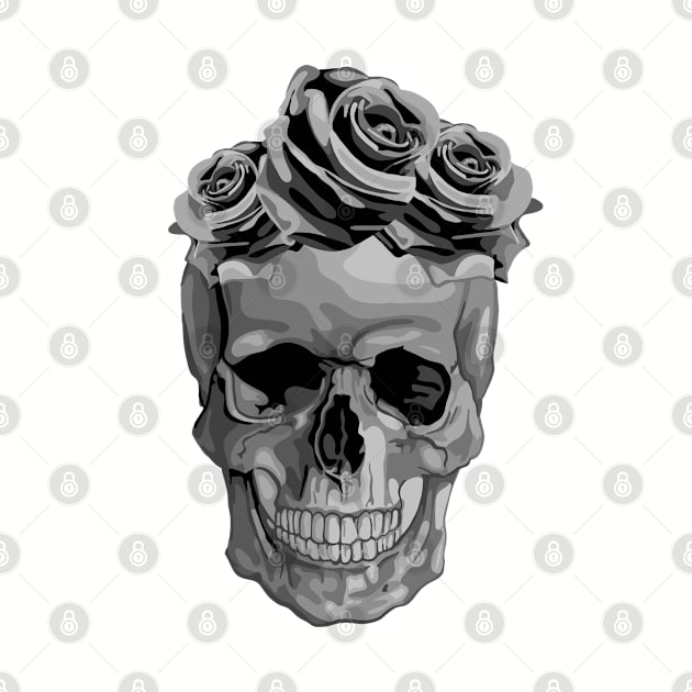 Skull With Flower Crown by Slightly Unhinged