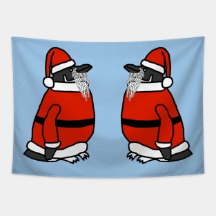 Two Cute Christmas Penguins Dressed as Santa Tapestry