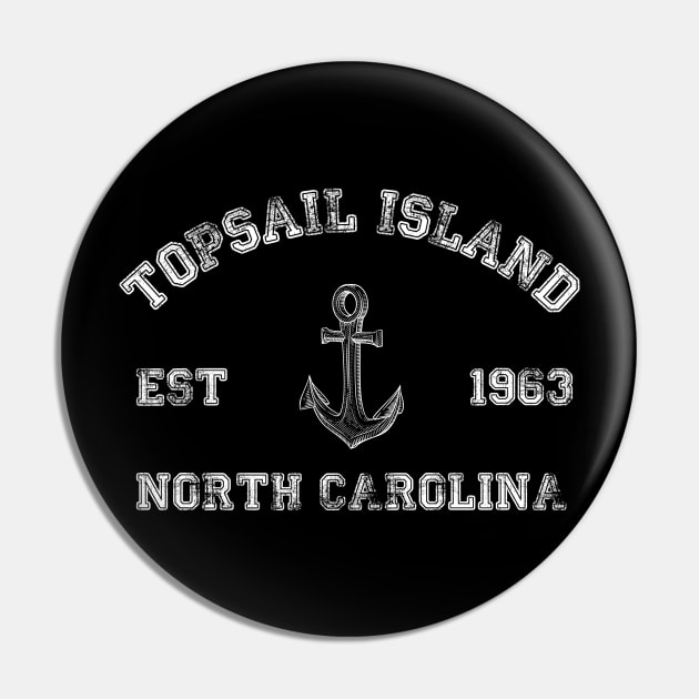 Topsail Island, North Carolina Vintage Nautical Anchor Retro Pin by Contentarama