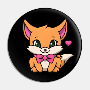 Fox with Pink Bow Pin