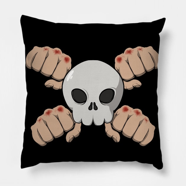 Bare Knuckle Boxing crew Jolly Roger (no caption) Pillow by RampArt