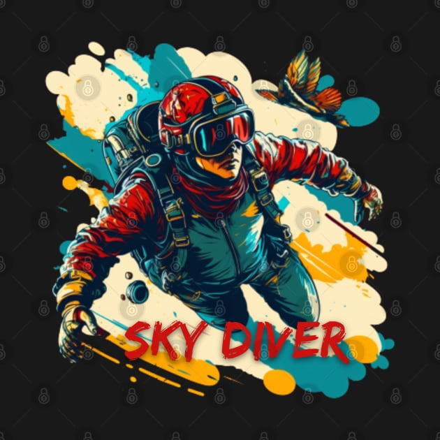 Vintage Skydiving Parachuting Retro Skydiver by Clouth Clothing 