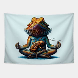 Meditating Bearded Dragon With Cricket Tapestry