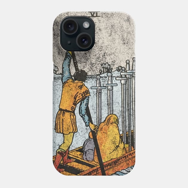 Six of swords tarot card (distressed) Phone Case by Nate's World of Tees