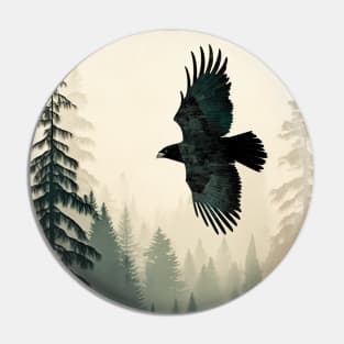 Raven in Flight Pin