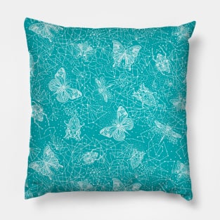 Teal Galactic Bugs Pillow