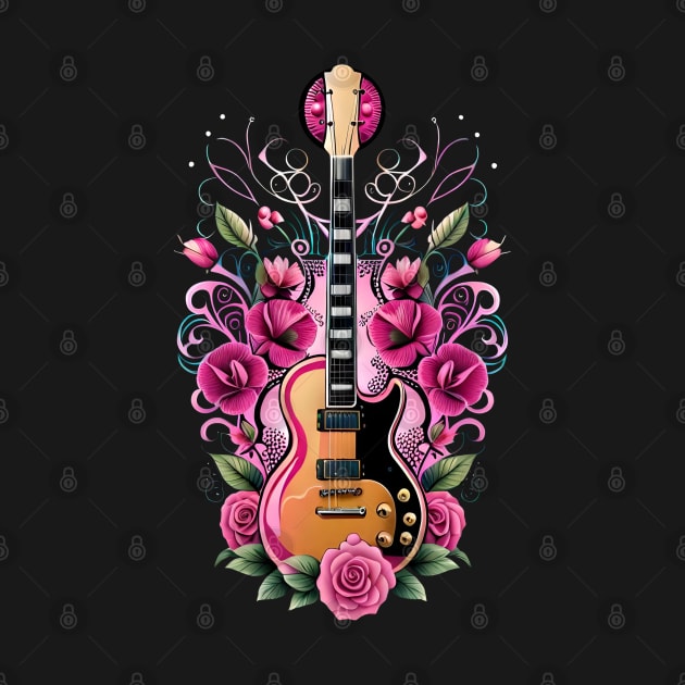 Electric guitar rose pink 20 by Dandeliontattoo