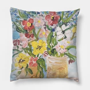 Bouquets in Gold Vases Pillow