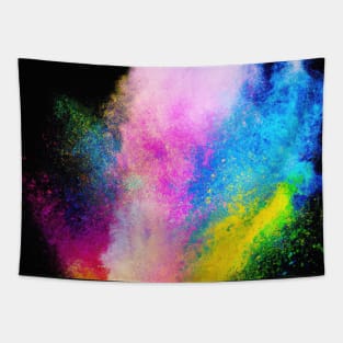 Bright coloured powder explosion on a black background illustration Tapestry