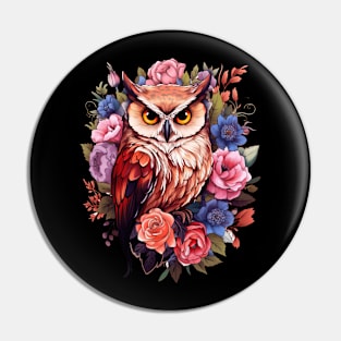 owl floral Cottagecore Pin