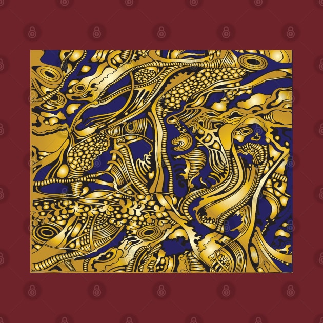 Gold and Blue tree pattern by BraveCoward