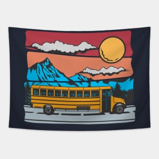 School Bus Adventures Tapestry