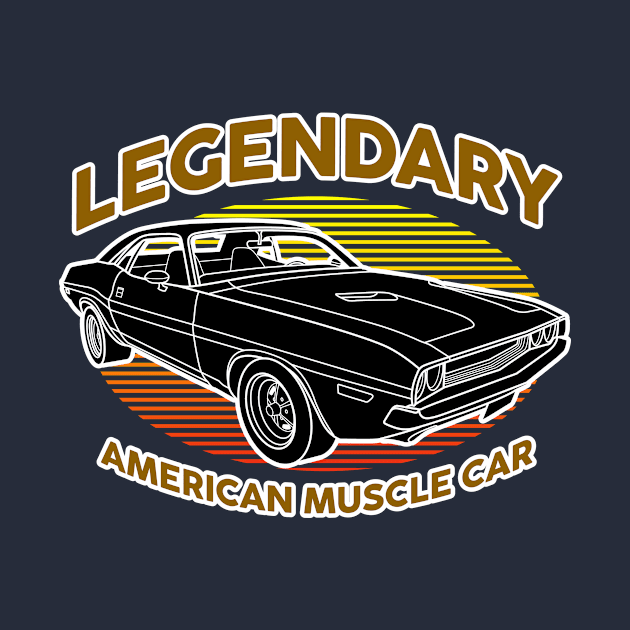 Legendary American Muscle Car vintage art with sunset by Drumsartco