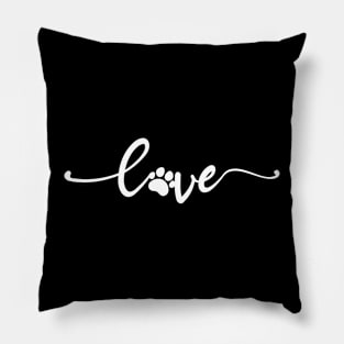 Paw Print on Love Text Illustration Pillow