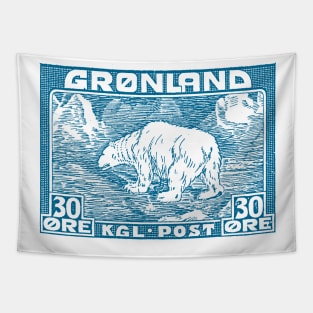 Vintage Greenland Polar Bear Postage Stamp Design Tapestry