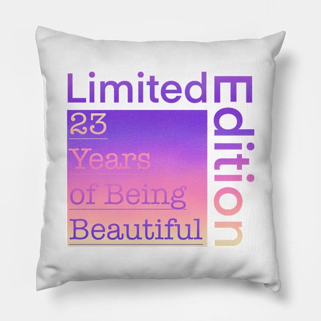 23 Year Old Gift Gradient Limited Edition 23th Retro Birthday Pillow by Designora