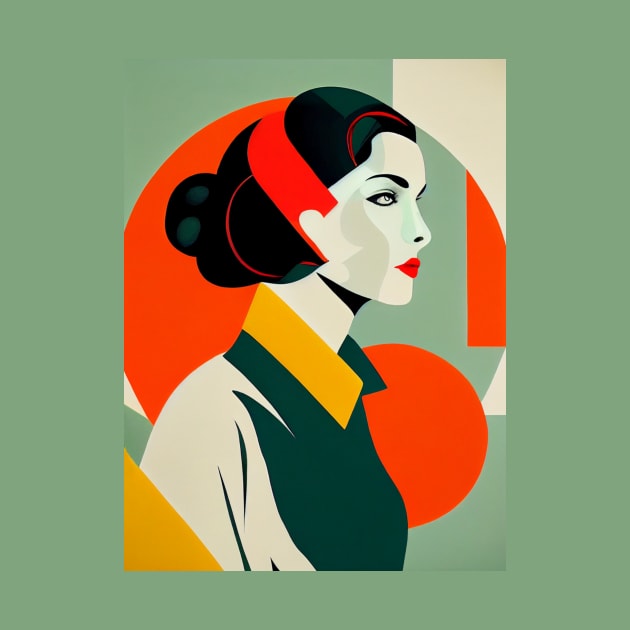 Bauhaus Portret of Young Woman, Art and Design by KOTOdesign