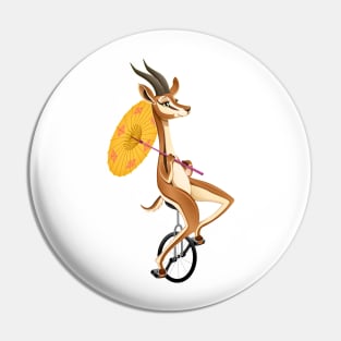 Funny gazelle on an unicycle Pin