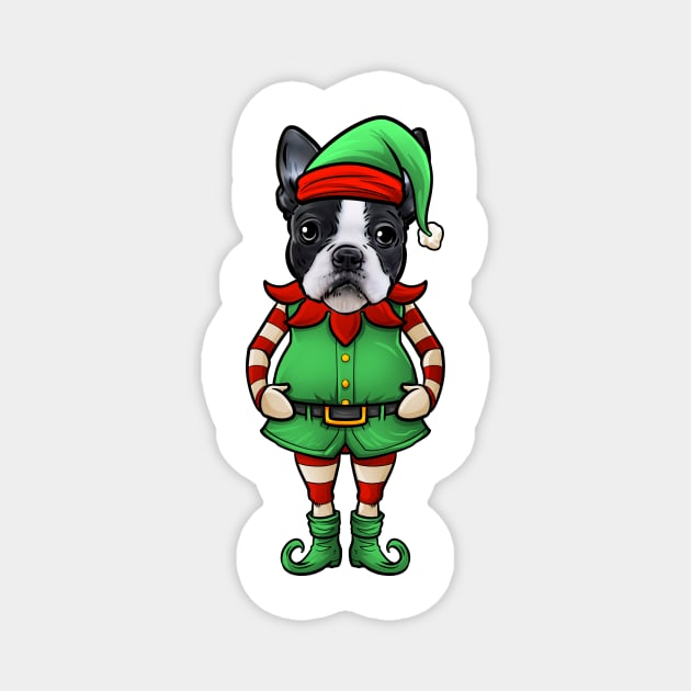 Boston Terrier Christmas Elf Magnet by whyitsme