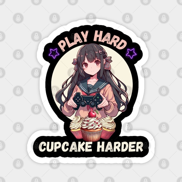 Play hard Cupcake Harder Magnet by Japanese Fever