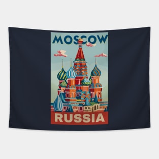 A Vintage Travel Art of Moscow - Russia Tapestry