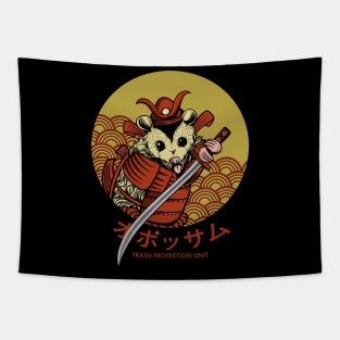 Samurai Opossum Trash Protection Unit Tapestry